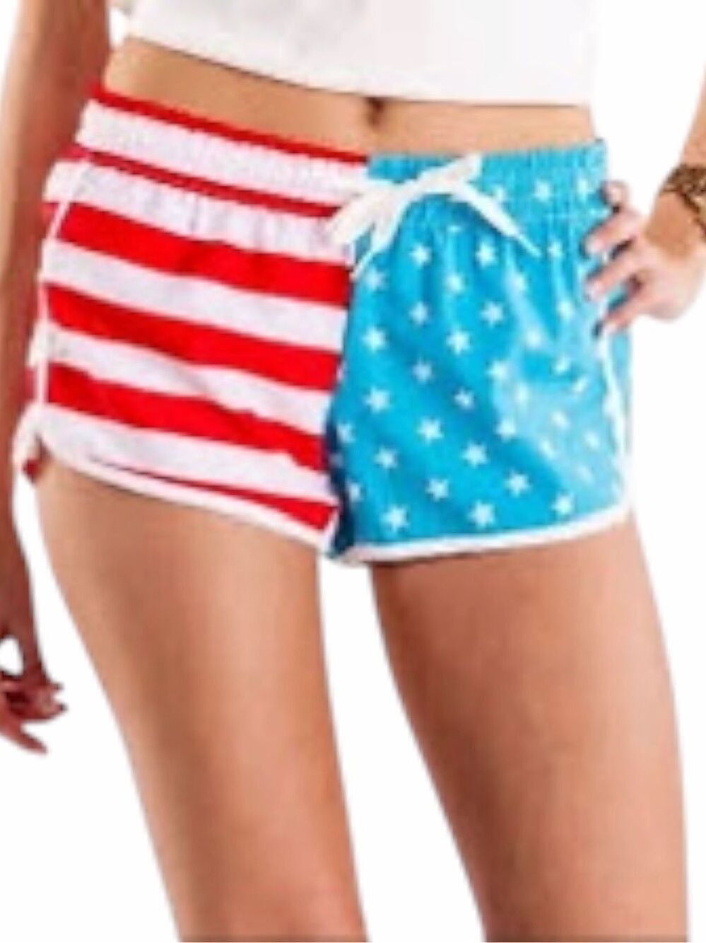 TIPSY ELVES Women’s American Flag Stars & Stripes Running Shorts Medium